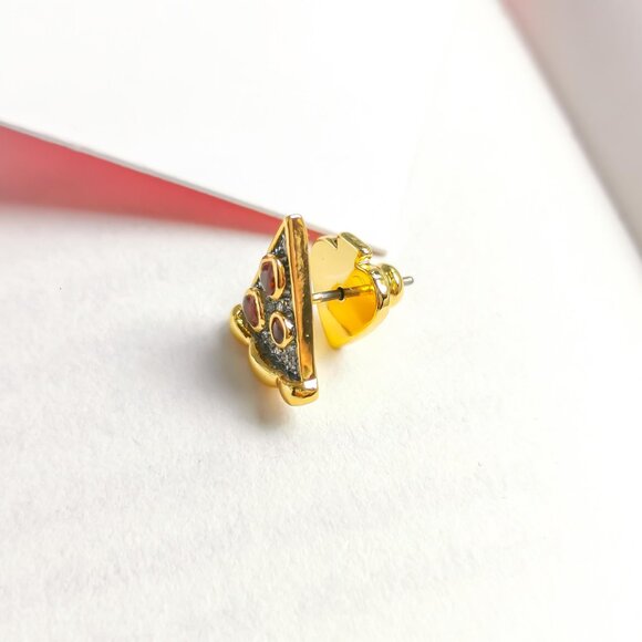 NEW KATE SPADE Pizza My Heart Gold Multicolor Stud Earrings - Picture 3 of 3